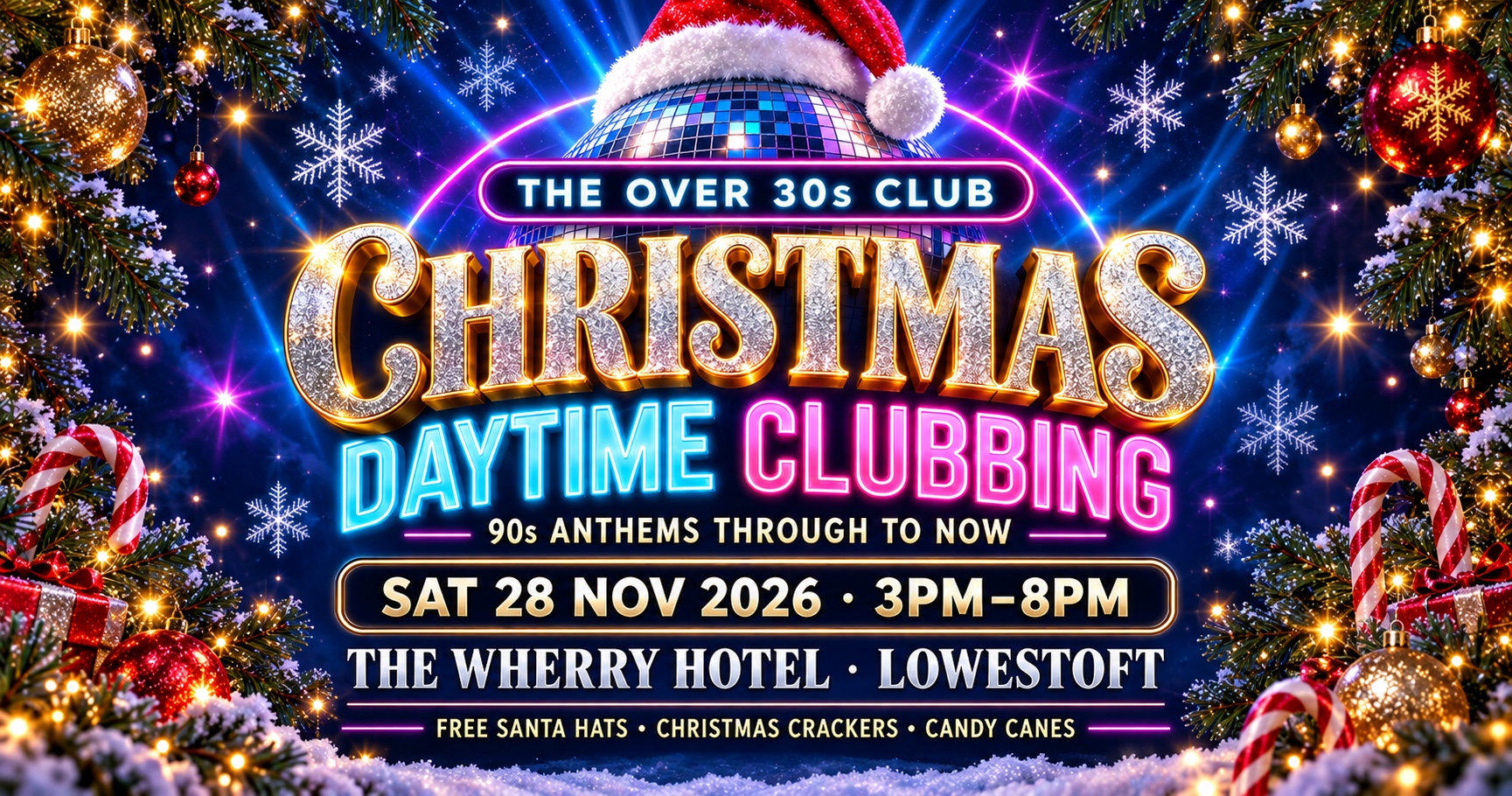Christmas Party Daytime Clubbing with The Over 30s Club Lowestoft 🎄
